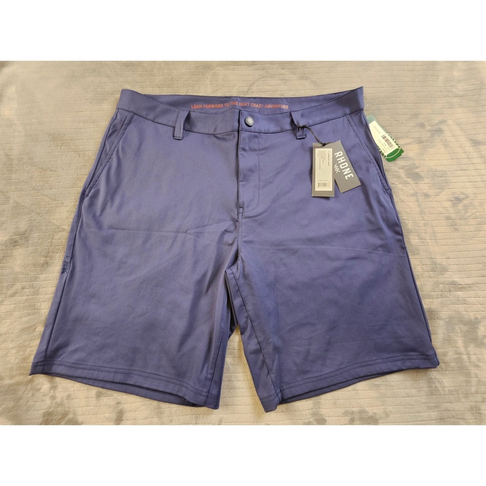 NWTRhone Commuter Shorts Mens 38 Navy Blue Performance Flat Front 9 Inch Inseam